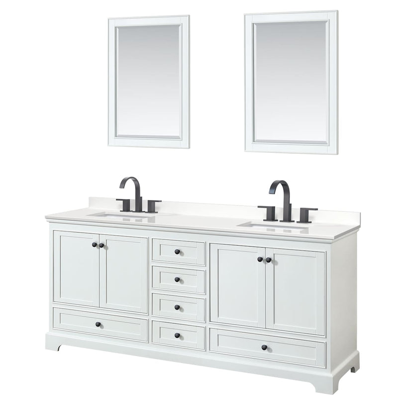 Deborah 80" Free Standing Double Basin Vanity Set with Cabinet, Quartz Vanity Top, and Framed Mirror - image 1