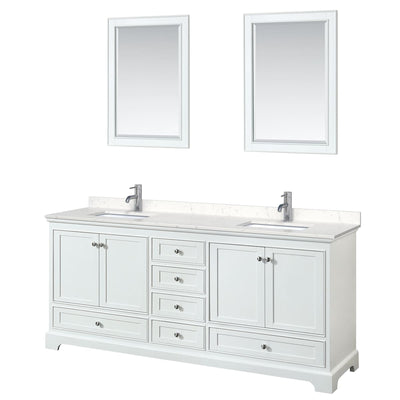 Deborah 80" Free Standing Double Basin Vanity Set with Cultured Marble Vanity Top and Framed Mirror - image 1