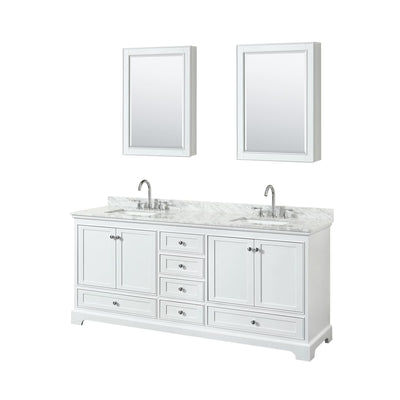 Deborah 80" Free Standing Double Vanity Set with Wood Cabinet, Marble Vanity Top, and Medicine Cabinet - image 1