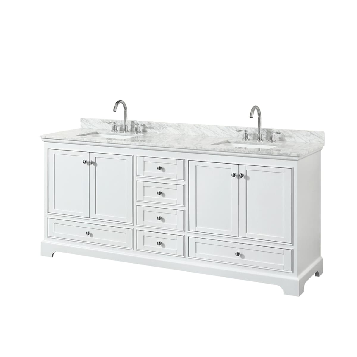 Deborah 80" Free Standing Double Vanity Set with Wood Cabinet and Marble Vanity Top - image 1
