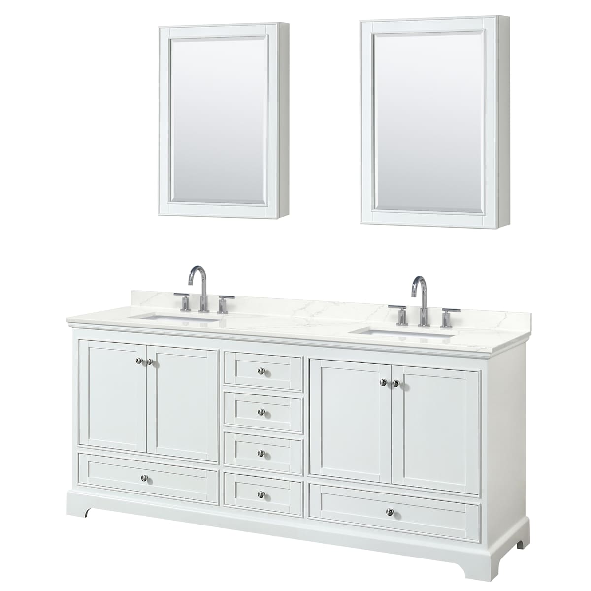 Deborah 80" Free Standing Double Basin Vanity Set with Cabinet, Quartz Vanity Top, and Medicine Cabinet - image 1