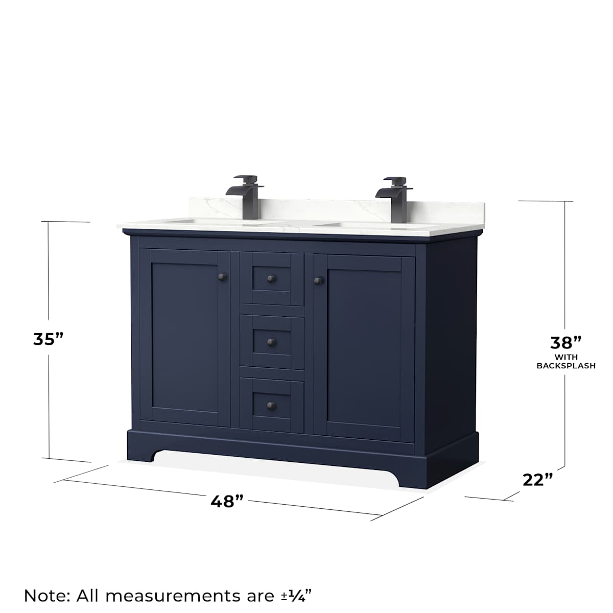 Avery 48" Free Standing Double Basin Vanity Set with Cabinet, Quartz Vanity Top, and Framed Mirror - image 7