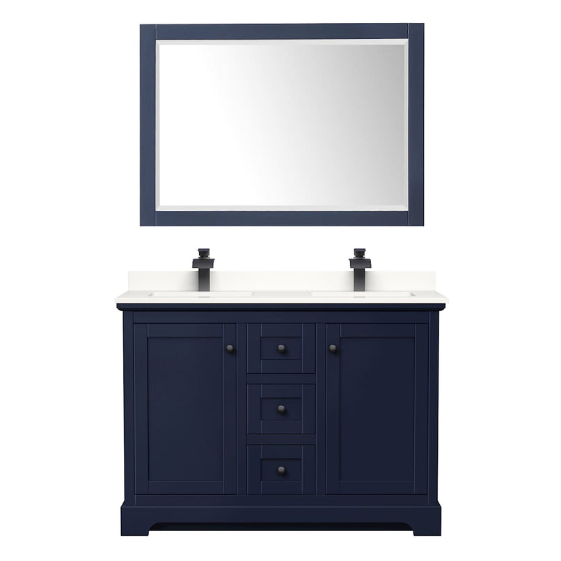 Avery 48" Free Standing Double Basin Vanity Set with Cabinet, Quartz Vanity Top, and Framed Mirror - image 8