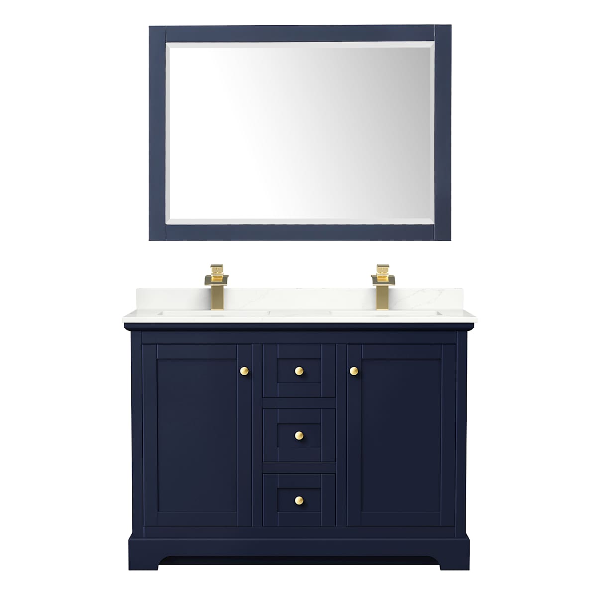 Avery 48" Free Standing Double Basin Vanity Set with Cabinet, Quartz Vanity Top, and Framed Mirror - image 9