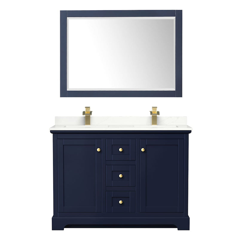 Avery 48" Free Standing Double Basin Vanity Set with Cabinet, Quartz Vanity Top, and Framed Mirror - image 9
