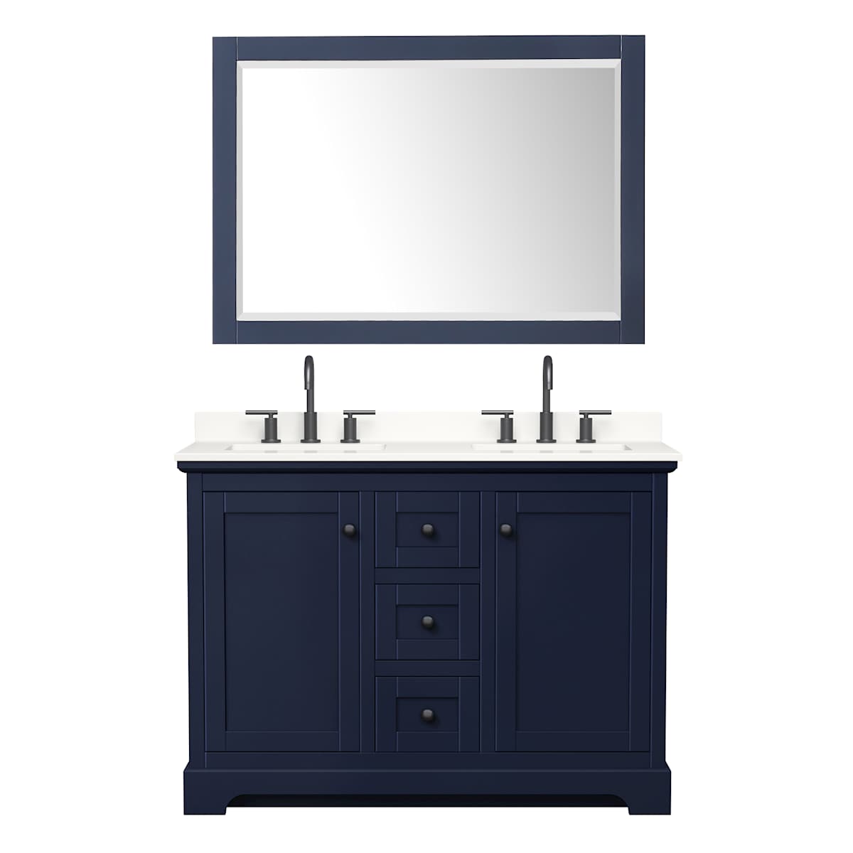 Avery 48" Free Standing Double Basin Vanity Set with Cabinet, Quartz Vanity Top, and Framed Mirror - image 7