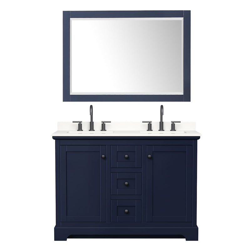 Avery 48" Free Standing Double Basin Vanity Set with Cabinet, Quartz Vanity Top, and Framed Mirror - image 7