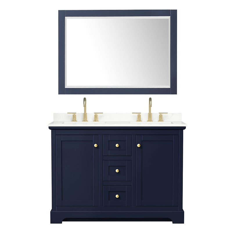 Avery 48" Free Standing Double Basin Vanity Set with Cabinet, Quartz Vanity Top, and Framed Mirror - image 9