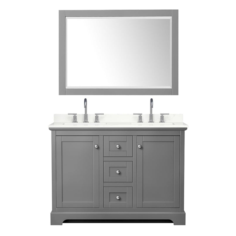 Avery 48" Free Standing Double Basin Vanity Set with Cabinet, Quartz Vanity Top, and Framed Mirror - image 14