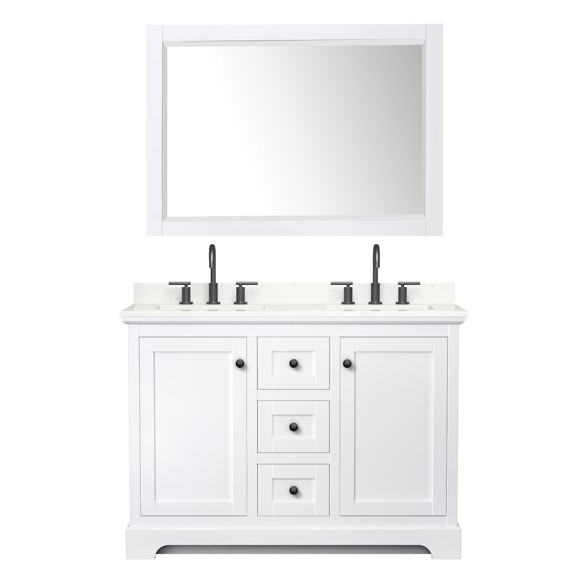 Avery 48" Free Standing Double Basin Vanity Set with Cabinet, Quartz Vanity Top, and Framed Mirror - image 16