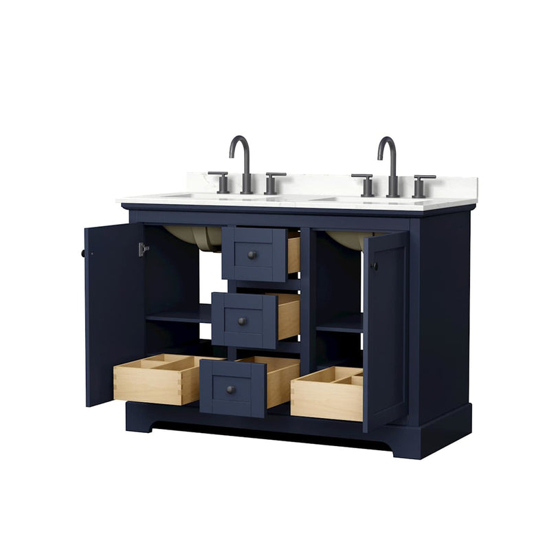 Avery 48" Free Standing Double Basin Vanity Set with Cabinet and Quartz Vanity Top - image 3