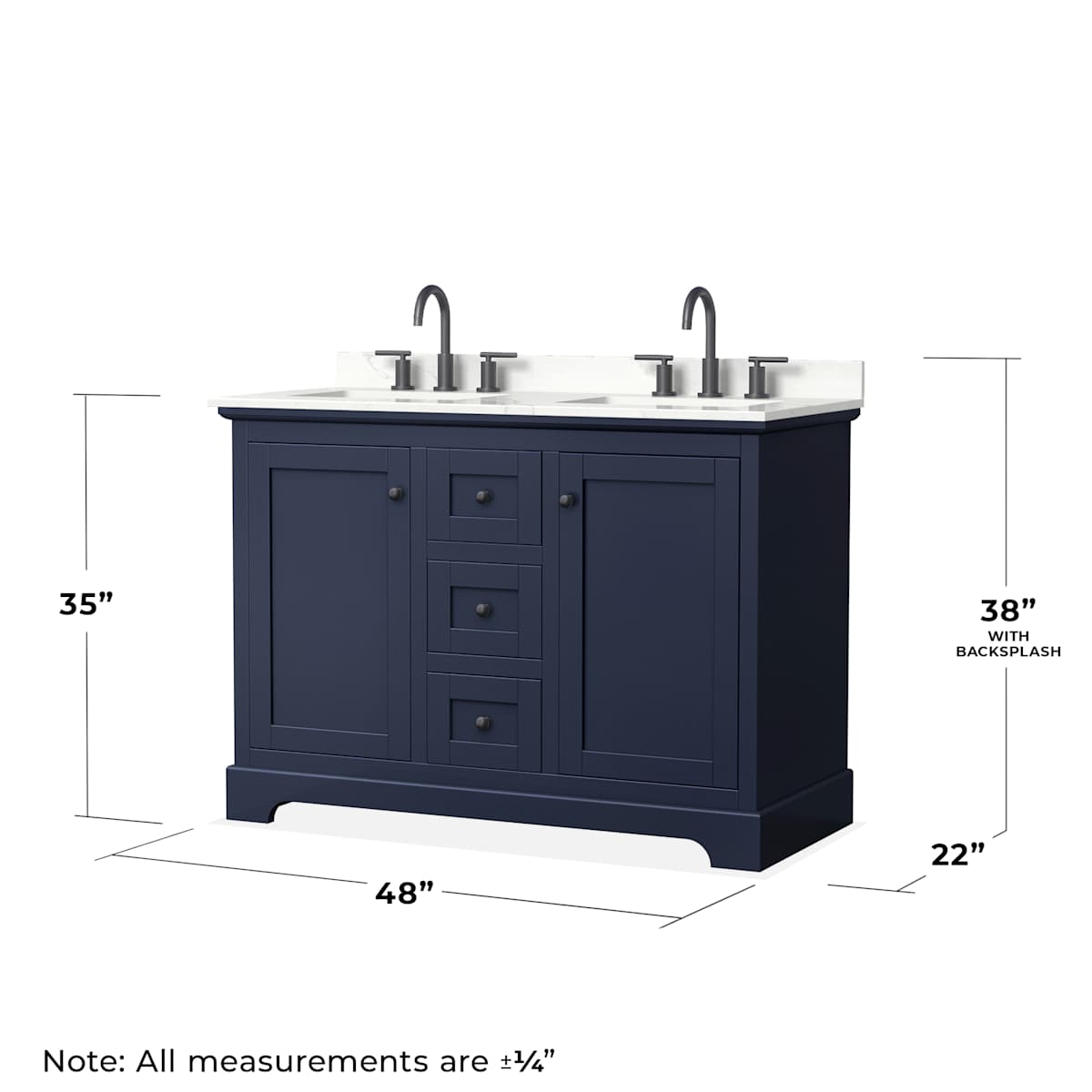 Avery 48" Free Standing Double Basin Vanity Set with Cabinet and Quartz Vanity Top
