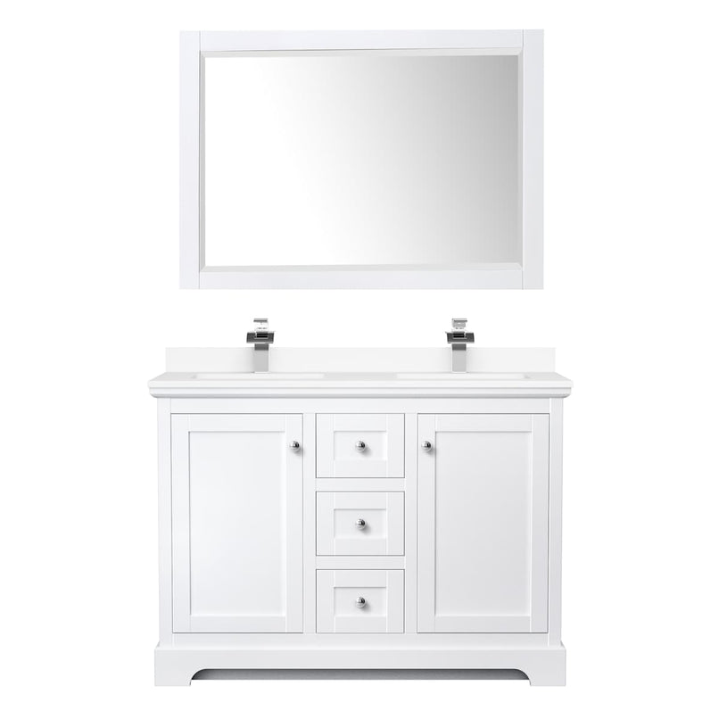 Avery 48" Free Standing Double Basin Vanity Set with Cabinet, Cultured Marble Vanity Top, and Framed Mirror - image 7