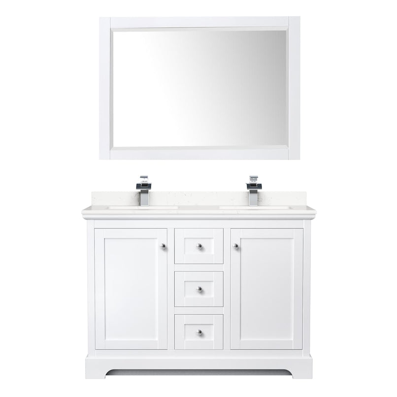 Avery 48" Free Standing Double Basin Vanity Set with Cabinet, Cultured Marble Vanity Top, and Framed Mirror - image 8