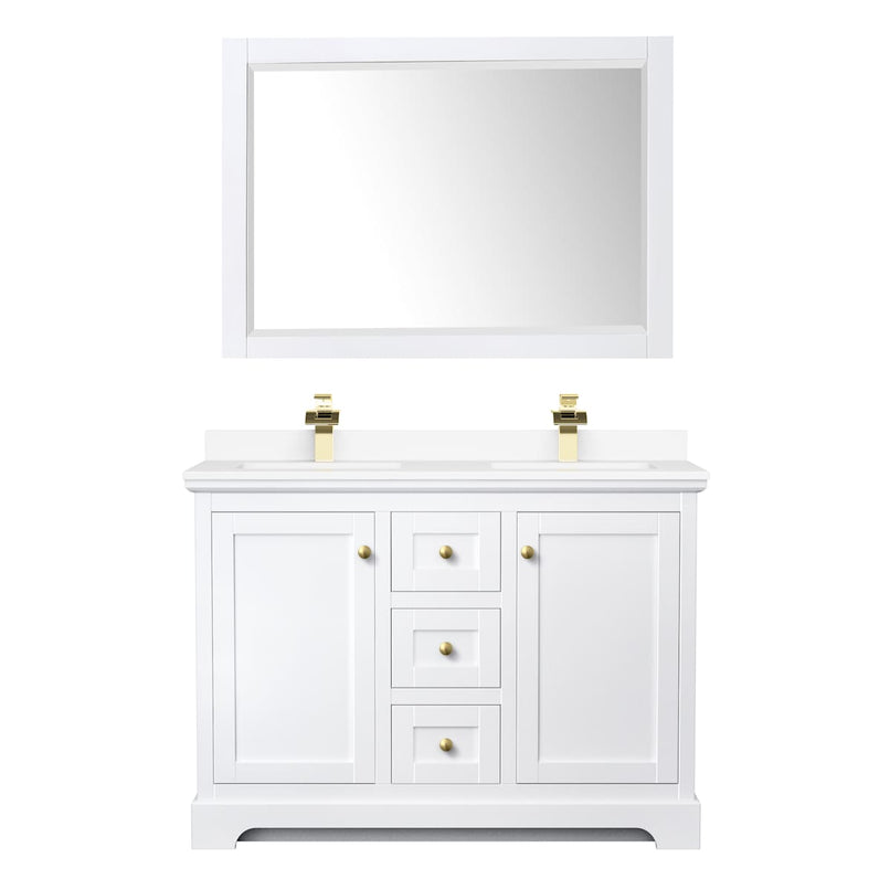 Avery 48" Free Standing Double Basin Vanity Set with Cabinet, Cultured Marble Vanity Top, and Framed Mirror - image 10