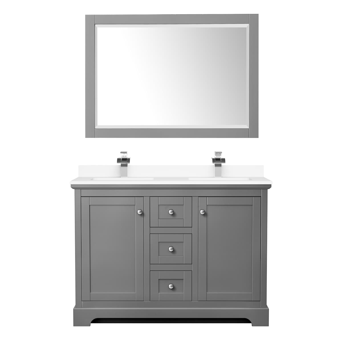 Avery 48" Free Standing Double Basin Vanity Set with Cabinet, Cultured Marble Vanity Top, and Framed Mirror - image 13