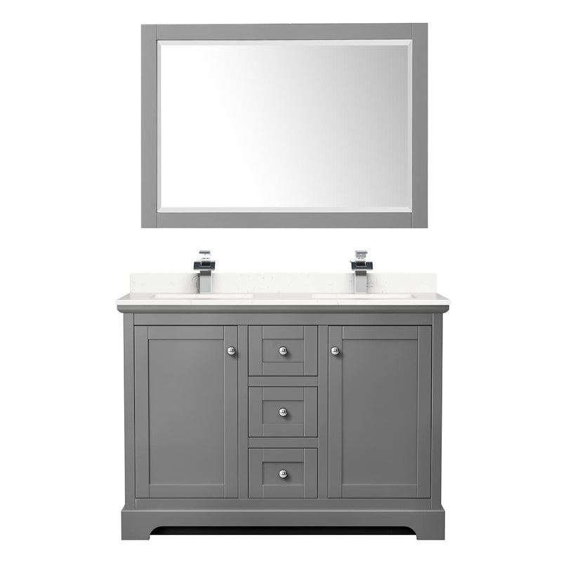 Avery 48" Free Standing Double Basin Vanity Set with Cabinet, Cultured Marble Vanity Top, and Framed Mirror - image 15