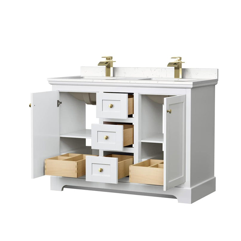 Avery 48" Free Standing Double Basin Vanity Set with Cabinet and Cultured Marble Vanity Top - image 3