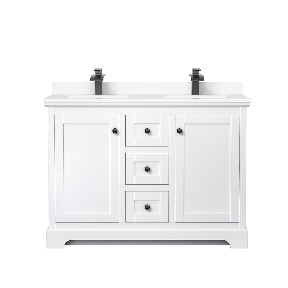 Avery 48" Free Standing Double Basin Vanity Set with Cabinet and Cultured Marble Vanity Top