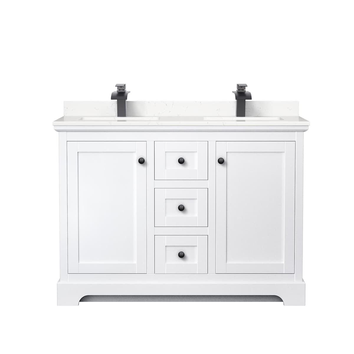 Avery 48" Free Standing Double Basin Vanity Set with Cabinet and Cultured Marble Vanity Top