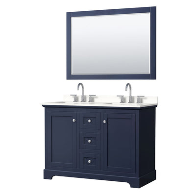 Avery 48" Free Standing Double Basin Vanity Set with Cabinet, Quartz Vanity Top, and Framed Mirror - image 1