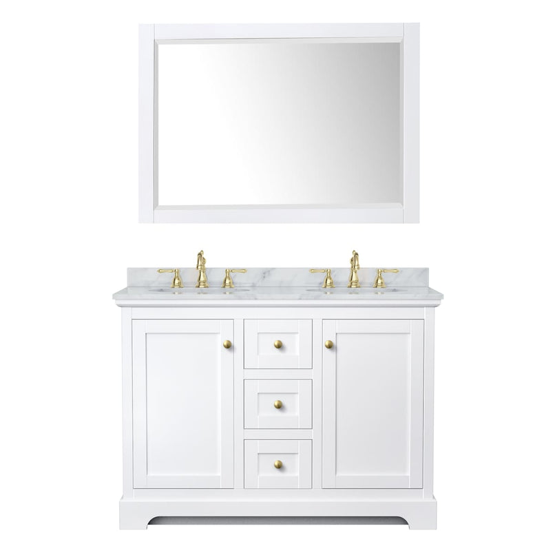 Avery 48" Free Standing Double Basin Vanity Set with Cabinet, Marble Vanity Top, and Framed Mirror - image 2