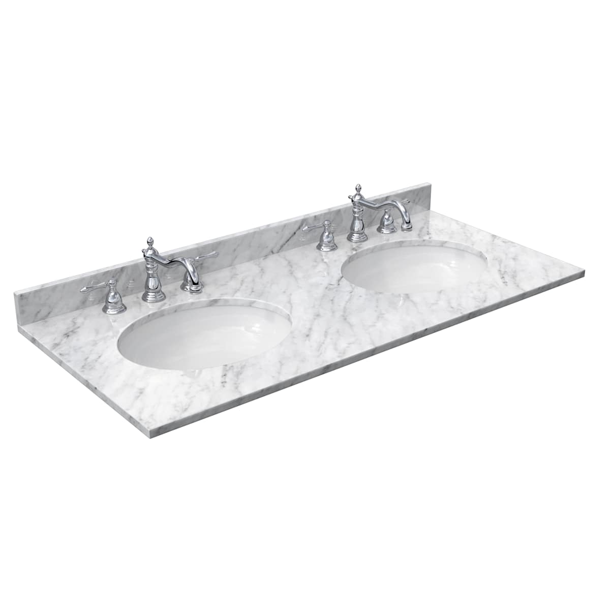 Avery 48" Free Standing Double Basin Vanity Set with Cabinet, Marble Vanity Top, and Framed Mirror