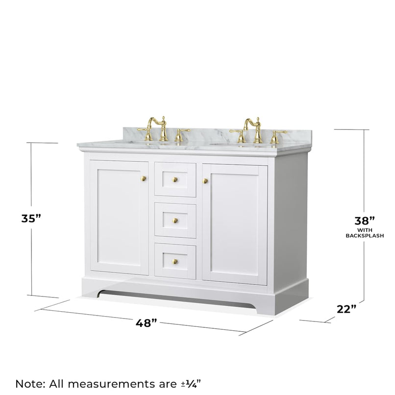 Avery 48" Free Standing Double Basin Vanity Set with Cabinet, Marble Vanity Top, and Framed Mirror - image 6