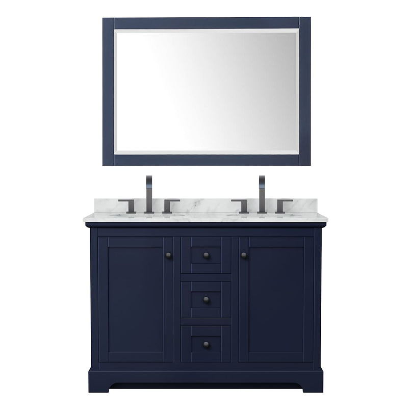 Avery 48" Free Standing Double Basin Vanity Set with Cabinet, Marble Vanity Top, and Framed Mirror - image 7
