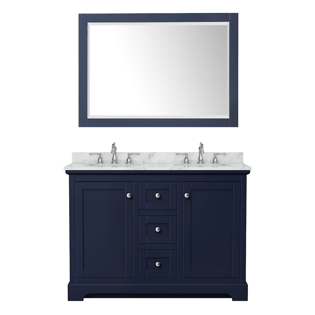 Avery 48" Free Standing Double Basin Vanity Set with Cabinet, Marble Vanity Top, and Framed Mirror - image 13