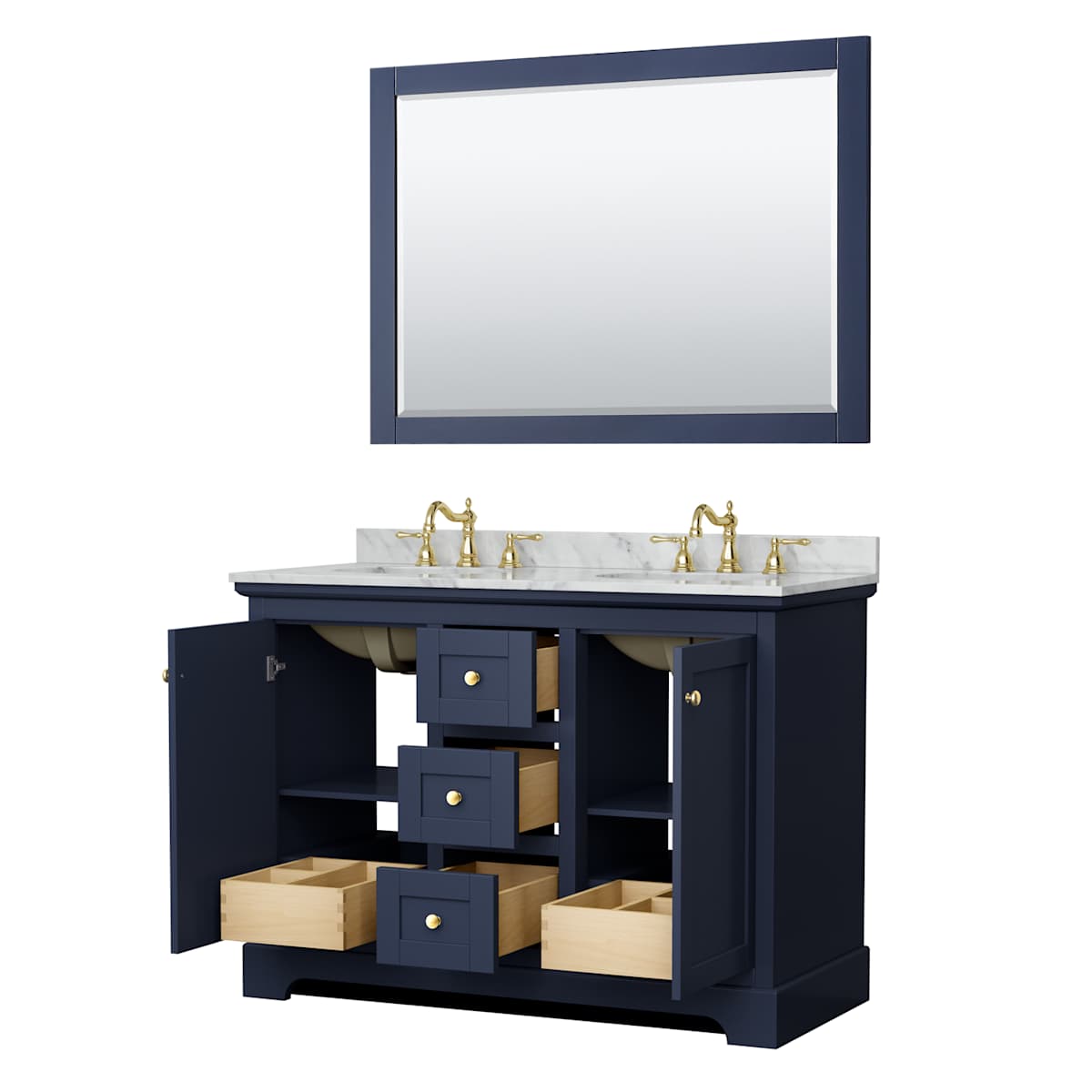 Avery 48" Free Standing Double Basin Vanity Set with Cabinet, Marble Vanity Top, and Framed Mirror - image 20