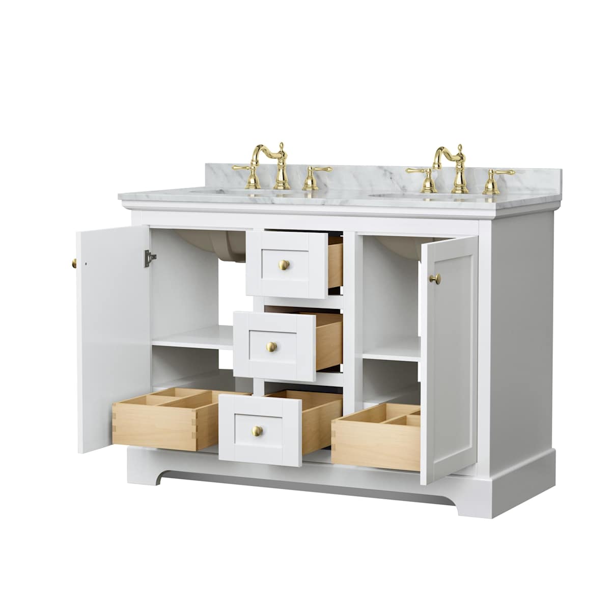 Avery 48" Free Standing Double Basin Vanity Set with Cabinet and Marble Vanity Top