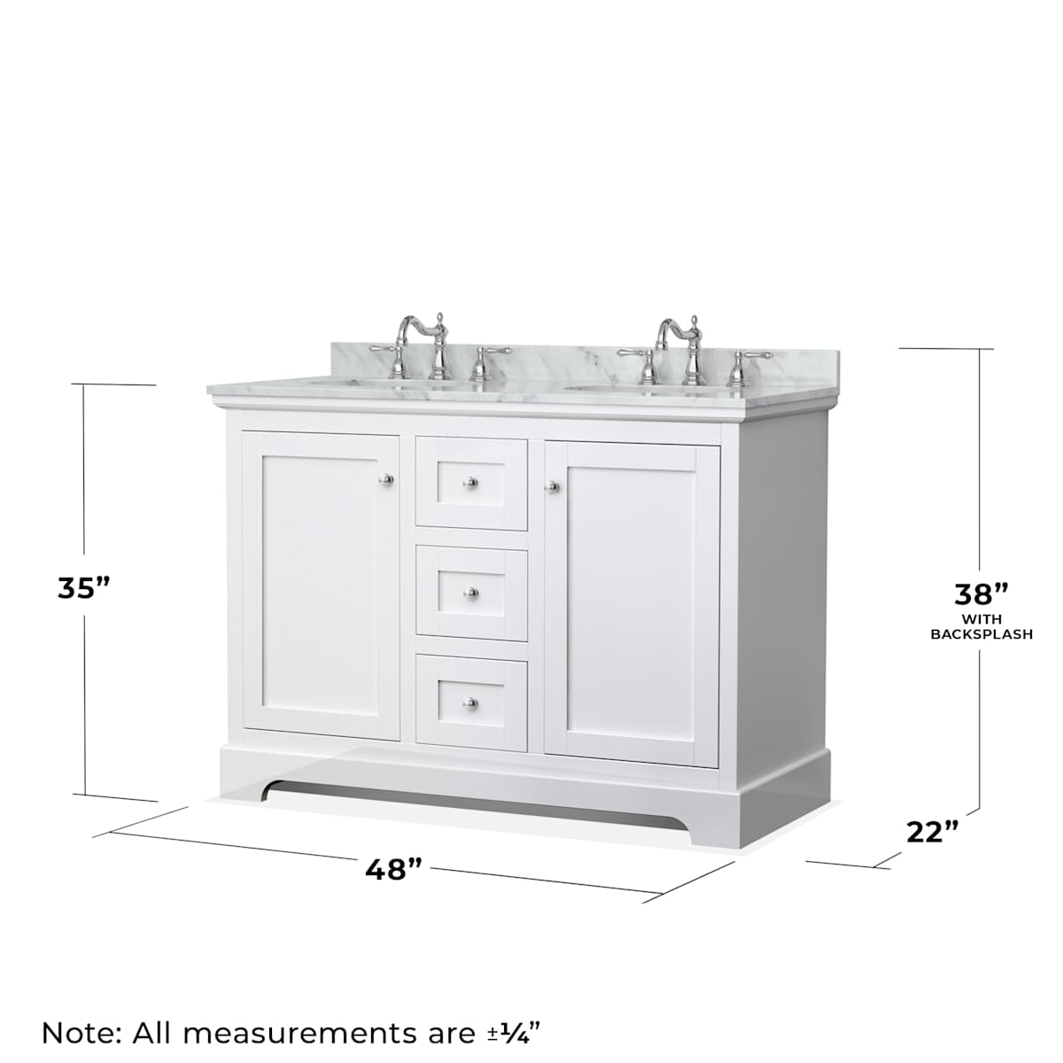 Avery 48" Free Standing Double Basin Vanity Set with Cabinet and Marble Vanity Top