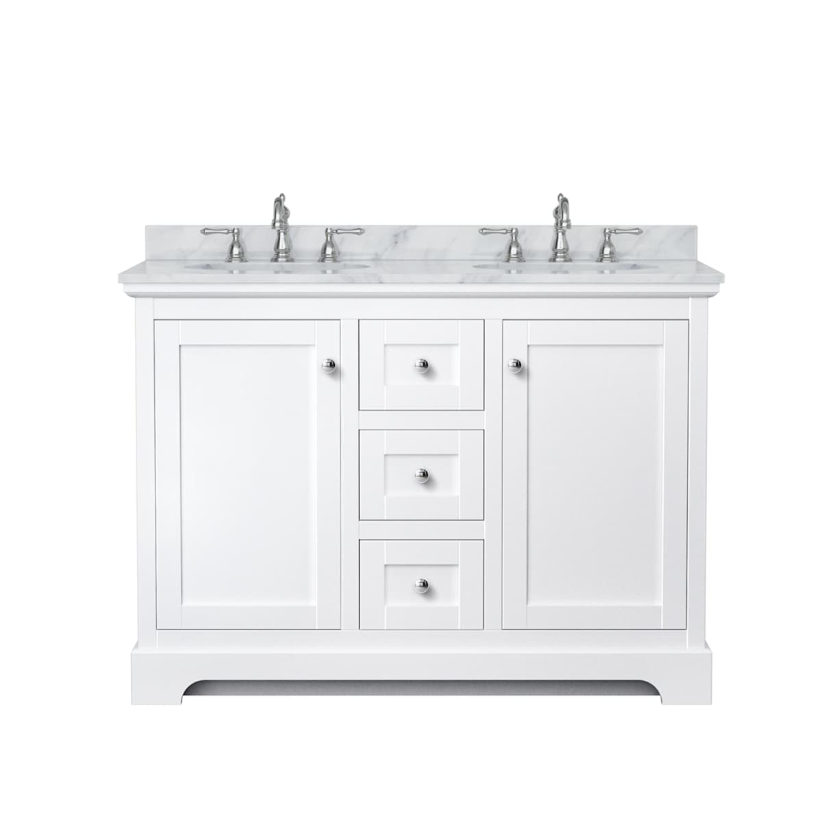 Avery 48" Free Standing Double Basin Vanity Set with Cabinet and Marble Vanity Top