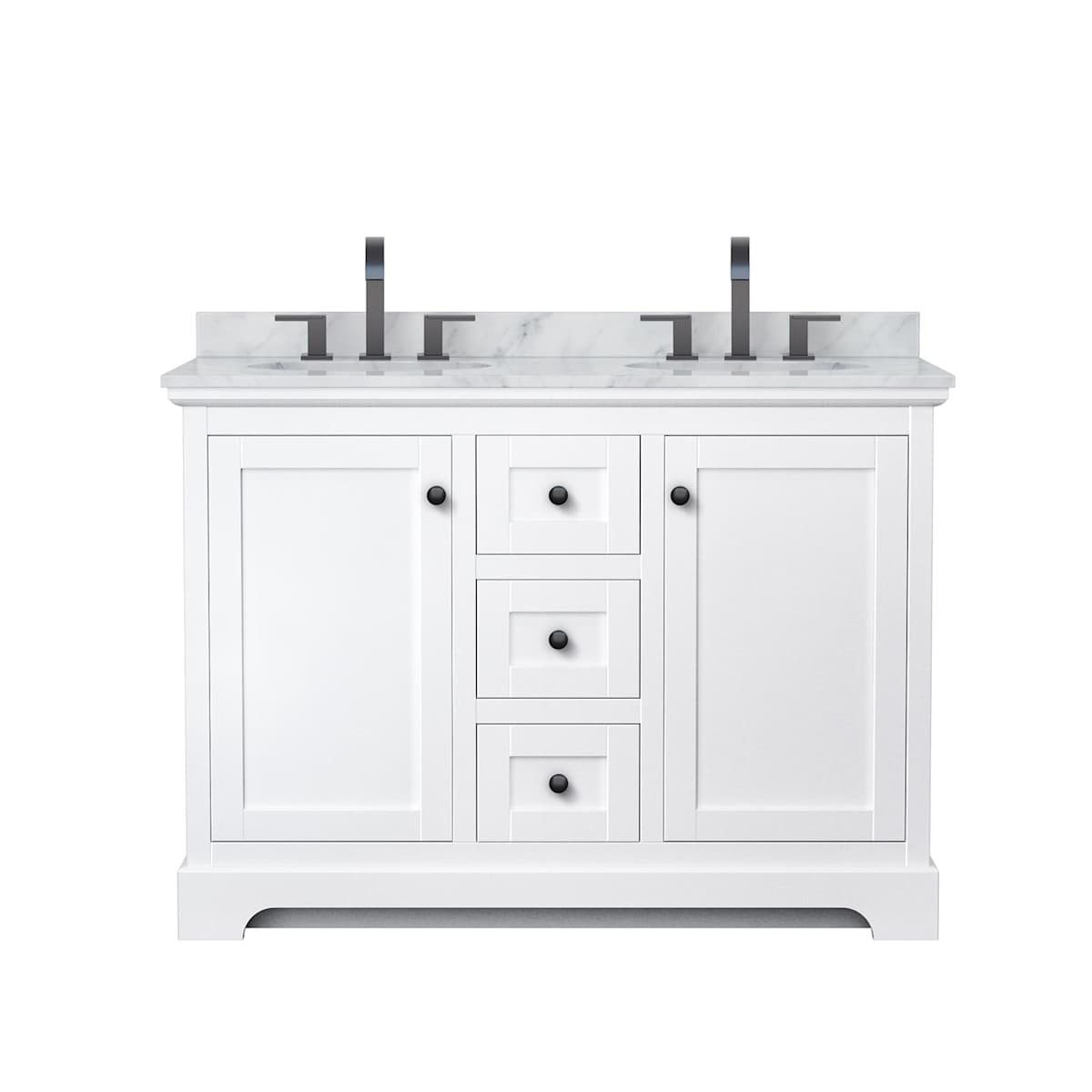 Avery 48" Free Standing Double Basin Vanity Set with Cabinet and Marble Vanity Top