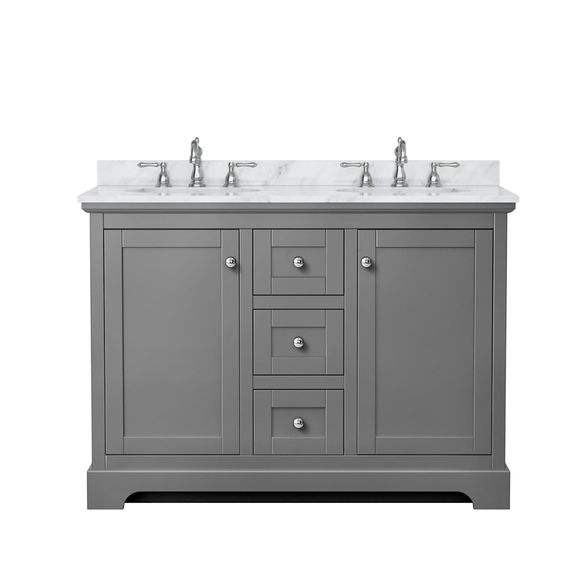 Avery 48" Free Standing Double Basin Vanity Set with Cabinet and Marble Vanity Top