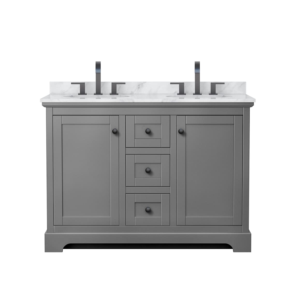 Avery 48" Free Standing Double Basin Vanity Set with Cabinet and Marble Vanity Top