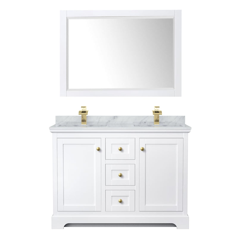 Avery 48" Free Standing Double Basin Vanity Set with Cabinet, Marble Vanity Top, and Framed Mirror - image 2