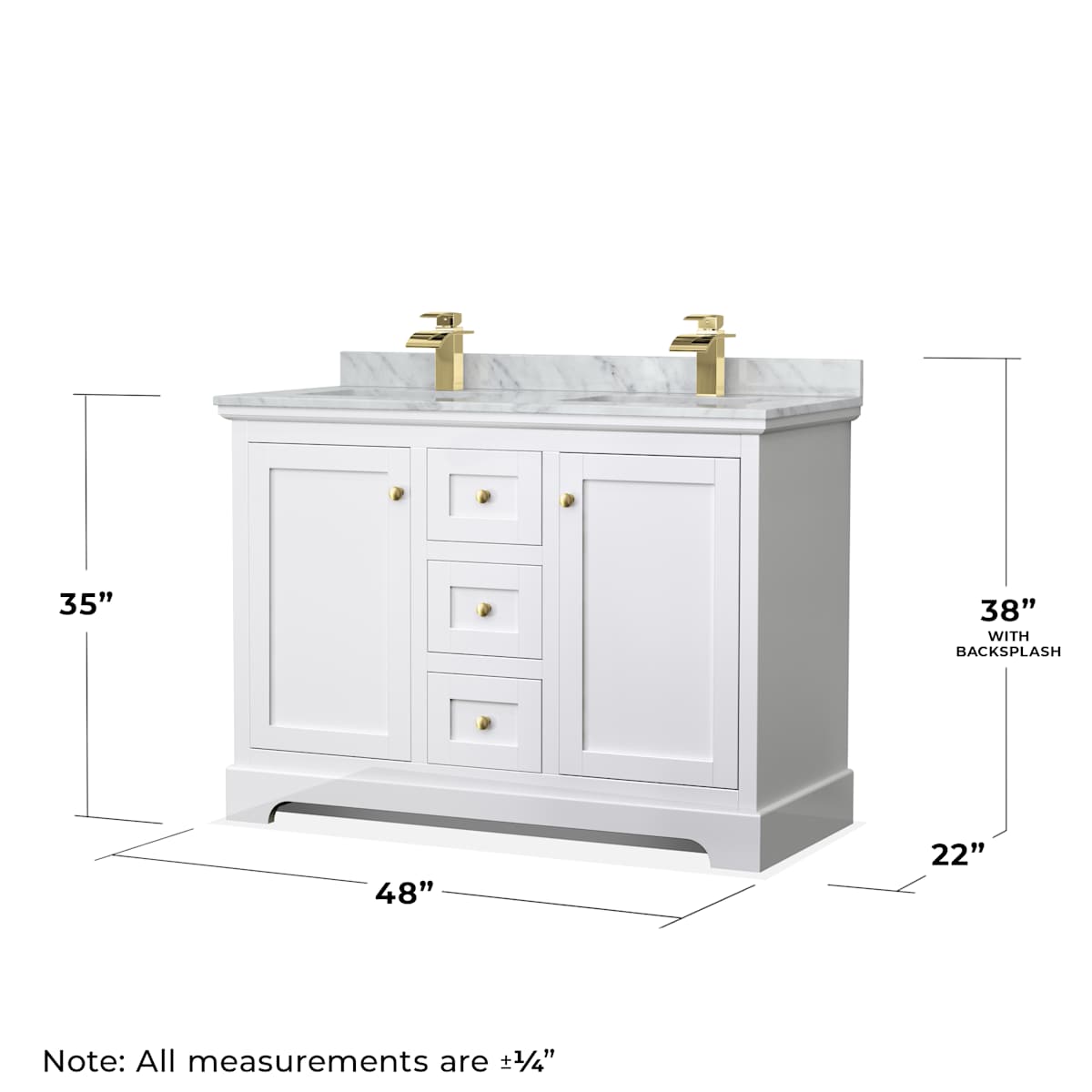 Avery 48" Free Standing Double Basin Vanity Set with Cabinet, Marble Vanity Top, and Framed Mirror