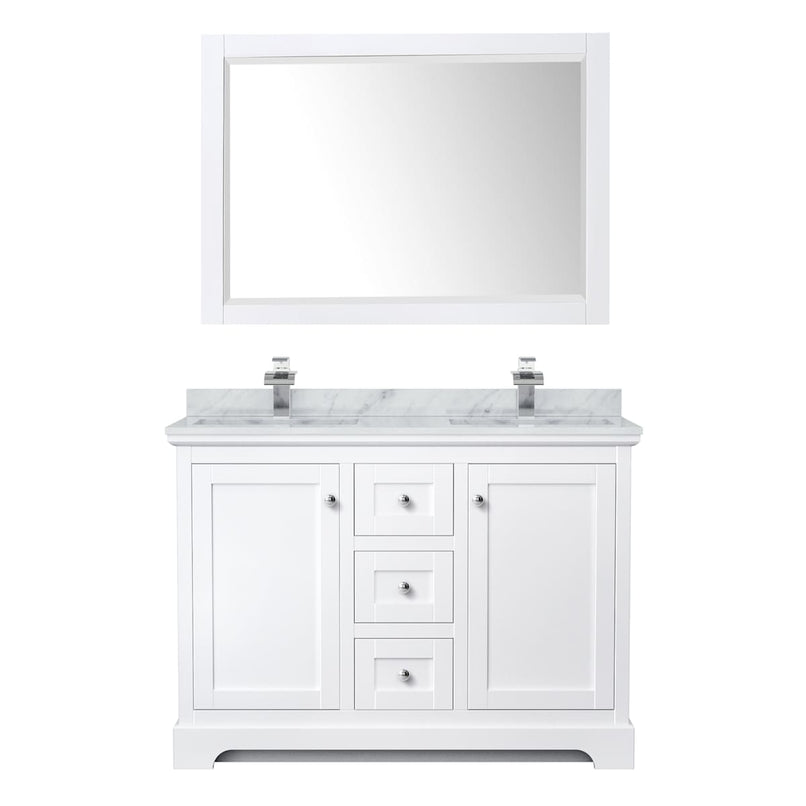 Avery 48" Free Standing Double Basin Vanity Set with Cabinet, Marble Vanity Top, and Framed Mirror - image 7