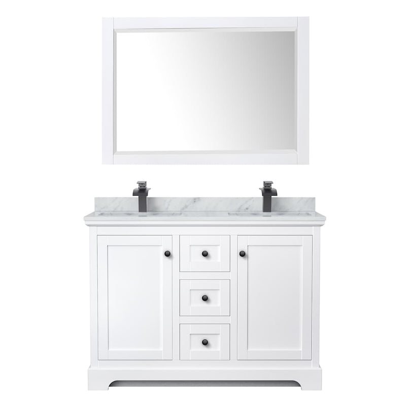 Avery 48" Free Standing Double Basin Vanity Set with Cabinet, Marble Vanity Top, and Framed Mirror - image 8