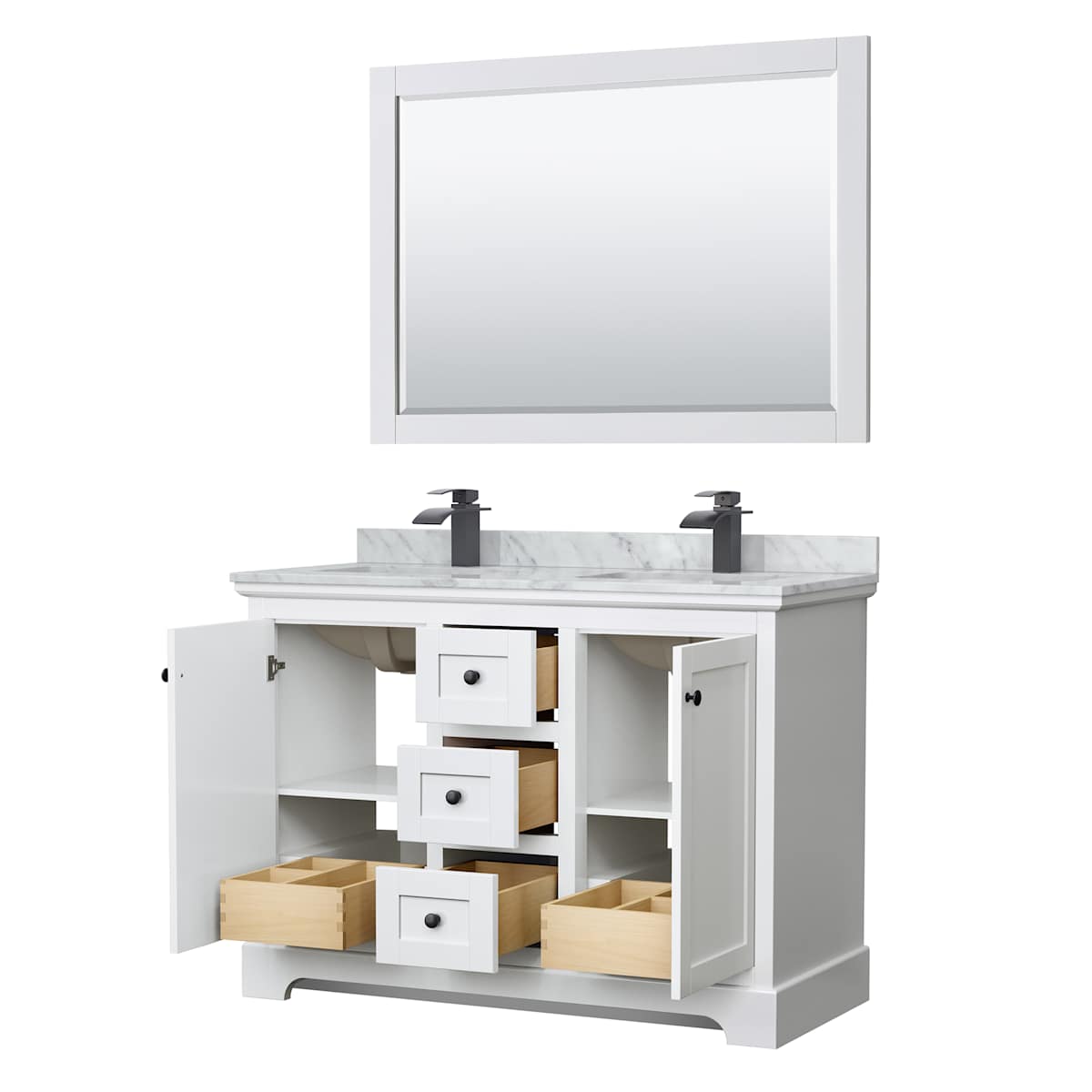 Avery 48" Free Standing Double Basin Vanity Set with Cabinet, Marble Vanity Top, and Framed Mirror - image 17