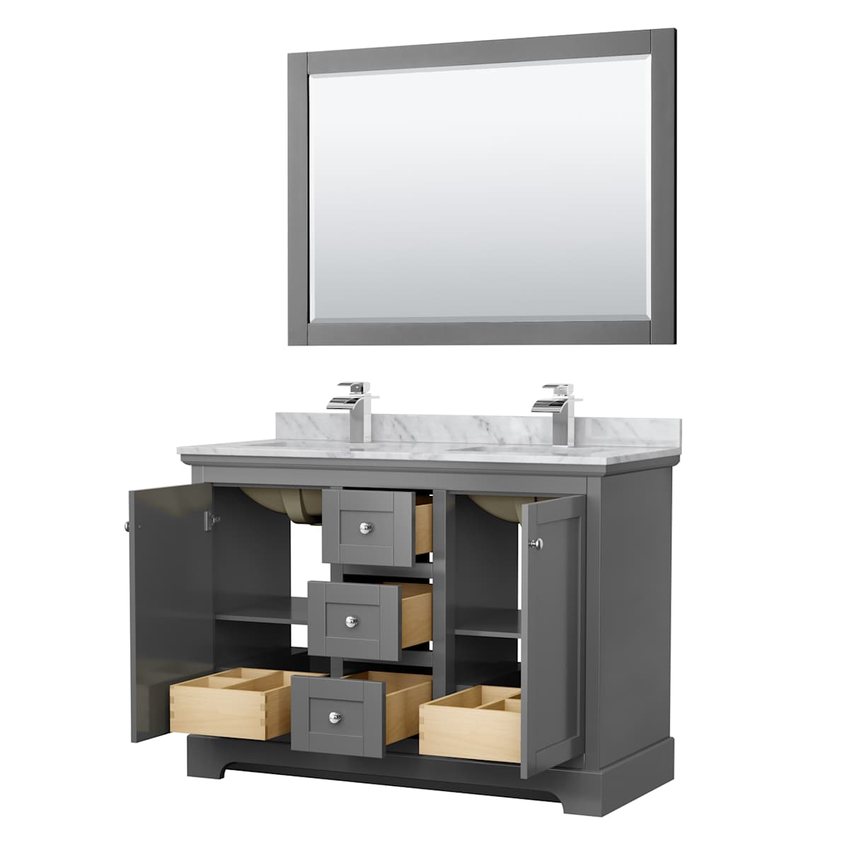 Avery 48" Free Standing Double Basin Vanity Set with Cabinet, Marble Vanity Top, and Framed Mirror - image 18