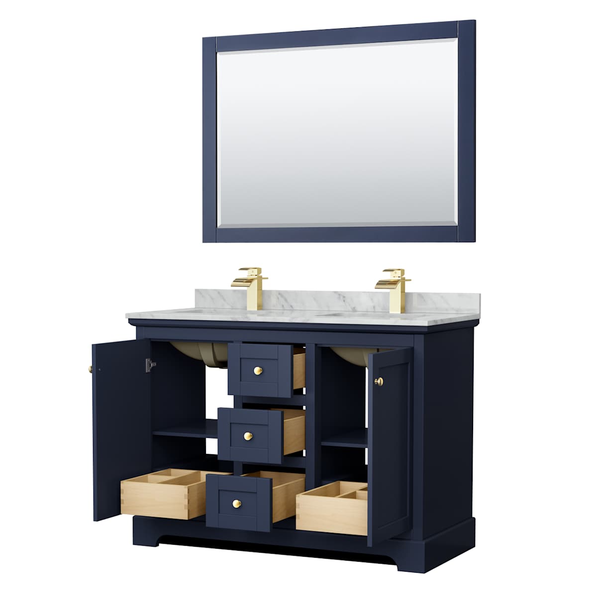 Avery 48" Free Standing Double Basin Vanity Set with Cabinet, Marble Vanity Top, and Framed Mirror - image 20