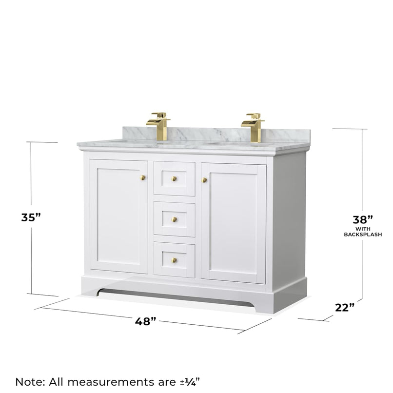 Avery 48" Free Standing Double Basin Vanity Set with Cabinet and Marble Vanity Top - image 4