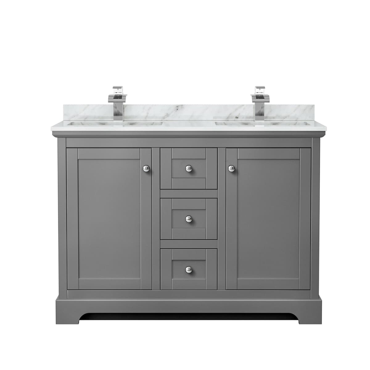 Avery 48" Free Standing Double Basin Vanity Set with Cabinet and Marble Vanity Top