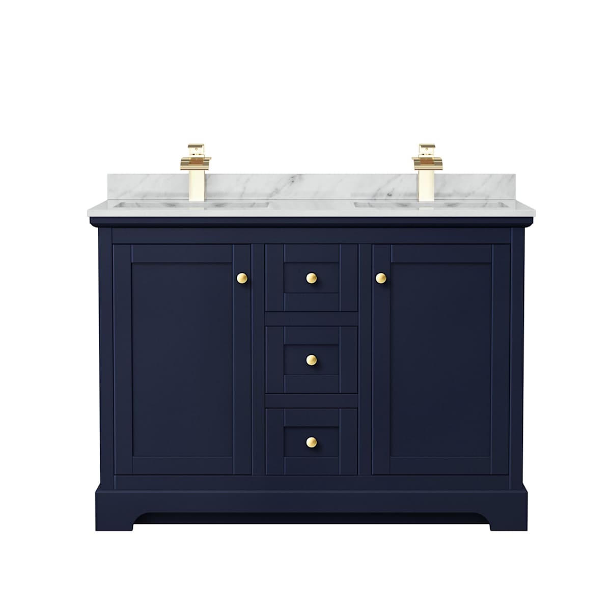 Avery 48" Free Standing Double Basin Vanity Set with Cabinet and Marble Vanity Top