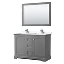 Avery 48" Free Standing Double Basin Vanity Set with Cabinet, Cultured Marble Vanity Top, and Framed Mirror - image 1