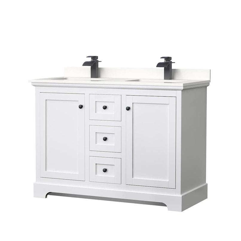 Avery 48" Free Standing Double Basin Vanity Set with Cabinet and Quartz Vanity Top - image 1