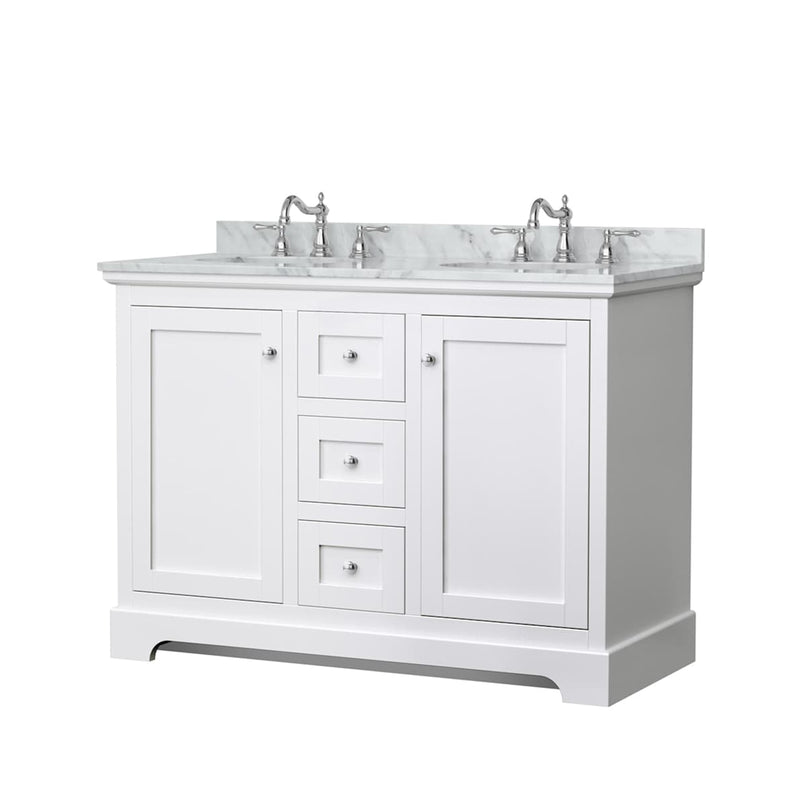 Avery 48" Free Standing Double Basin Vanity Set with Cabinet and Marble Vanity Top - image 1